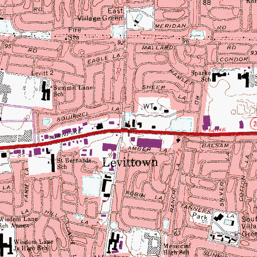 Topographic Map of Levittown, NY
