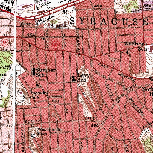 Topographic Map of T Aaron Levy Middle School, NY