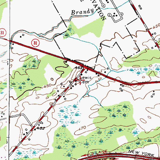 Topographic Map of Lewis Cemetery, NY