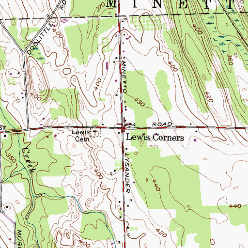 Topographic Map of Lewis Corners, NY
