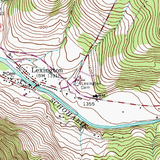Topographic Map of Lexington Cemetery, NY