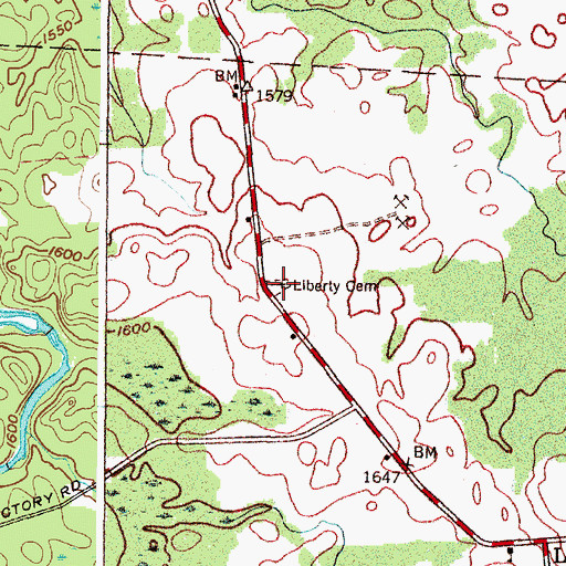 Topographic Map of Liberty Cemetery, NY