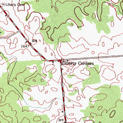 Topographic Map of Liberty Corners, NY