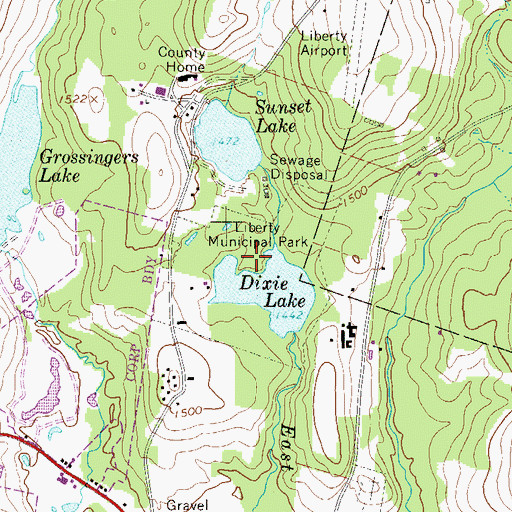 Topographic Map of Liberty Municipal Park, NY