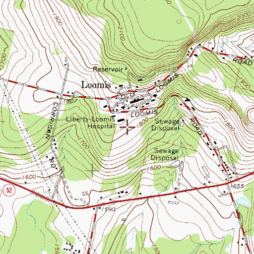 Topographic Map of Liberty-Loomis Hospital, NY