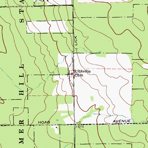 Topographic Map of Lickville Cemetery, NY
