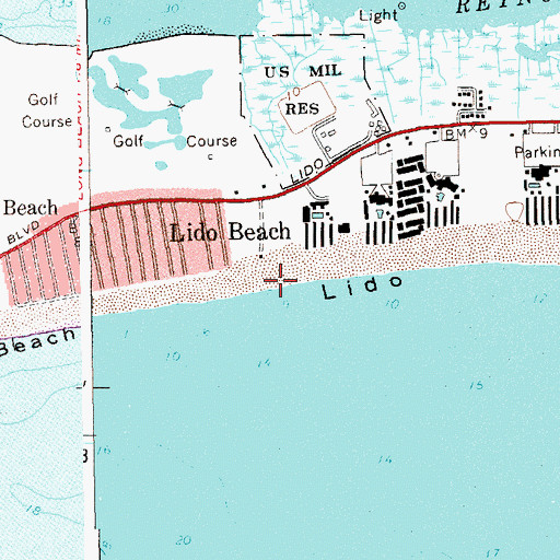 Topographic Map of Lido Beach, NY