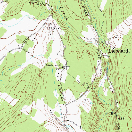 Topographic Map of Liebhardt School, NY