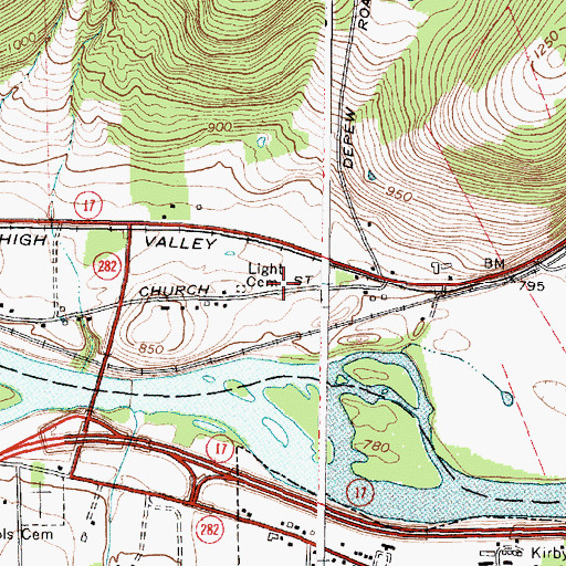 Topographic Map of Light Cemetery, NY