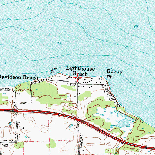 Topographic Map of Lighthouse Beach, NY
