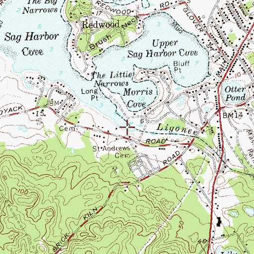 Topographic Map of Ligonee Brook, NY