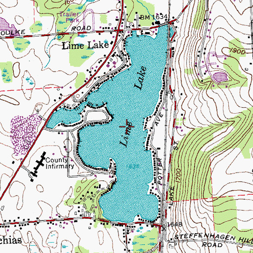 Topographic Map of Lime Lake, NY