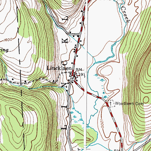 Topographic Map of Lincklaen, NY