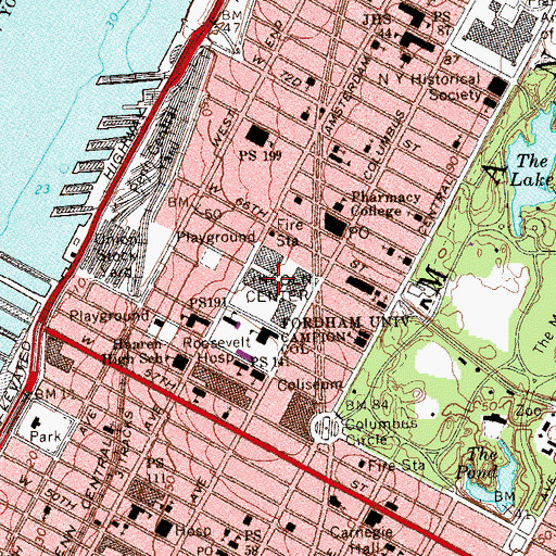 Topographic Map of Lincoln Center for the Performing Arts, NY