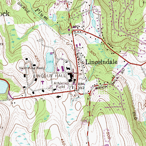 Topographic Map of Lincoln Hall, NY