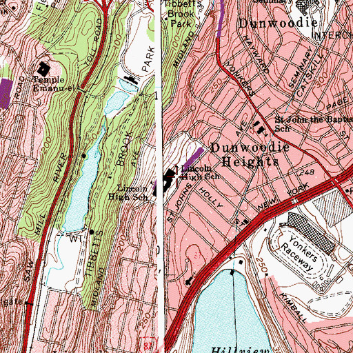 Topographic Map of Lincoln High School, NY