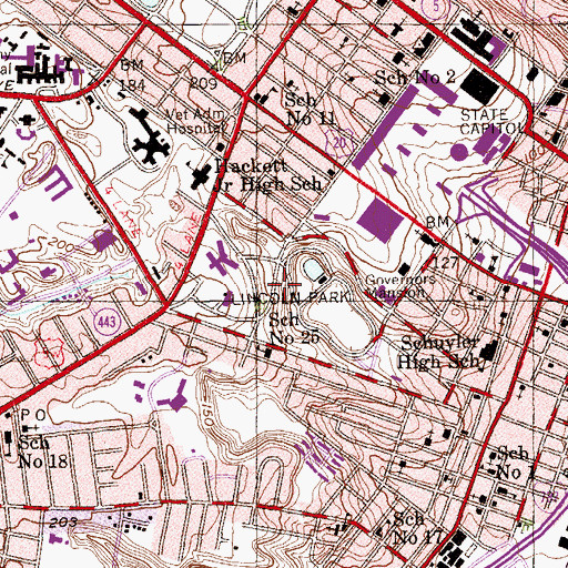 Topographic Map of Lincoln Park, NY