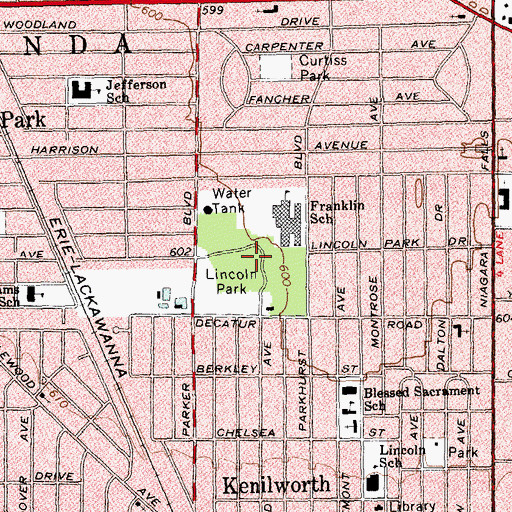 Topographic Map of Lincoln Park, NY