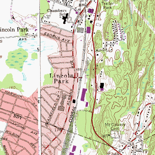 Topographic Map of Lincoln Park, NY