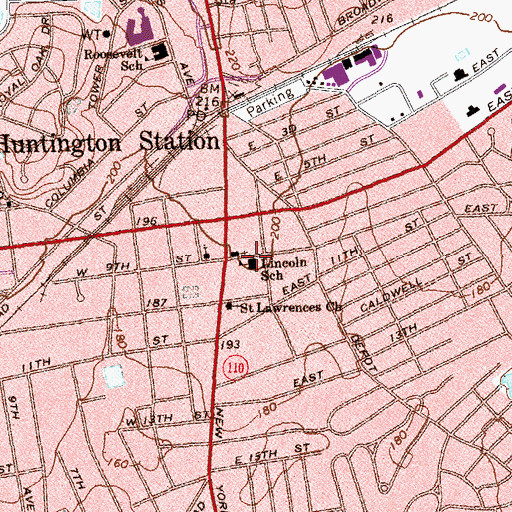 Topographic Map of Lincoln Grade School, NY