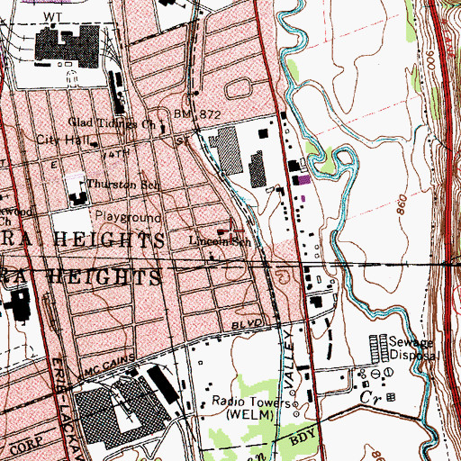 Topographic Map of Lincoln School, NY