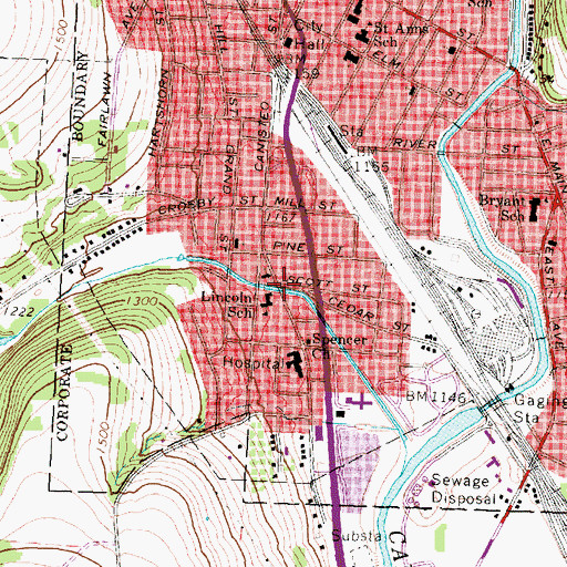 Topographic Map of Lincoln School, NY
