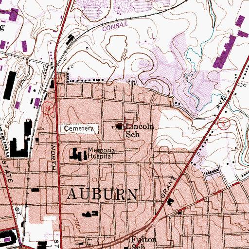 Topographic Map of Lincoln School (historical), NY