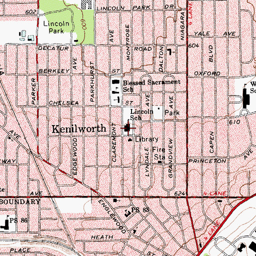 Topographic Map of Lincoln School, NY