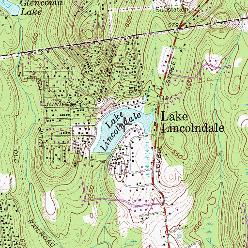 Topographic Map of Lake Lincolndale, NY