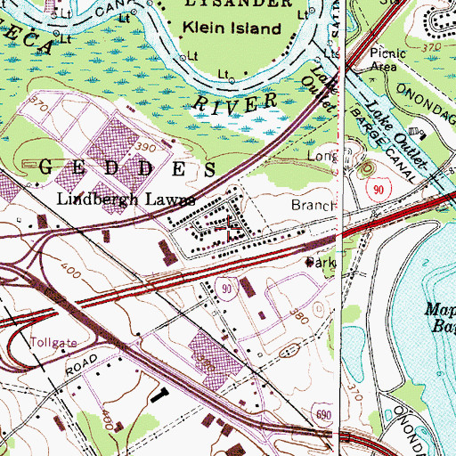 Topographic Map of Lindbergh Lawns, NY