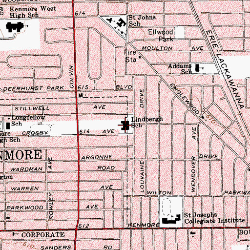 Topographic Map of Charles A Lindbergh Elementary School, NY