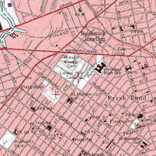 Topographic Map of Linden Hill United Methodist Cemetery, NY