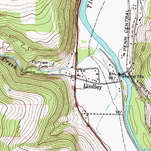 Topographic Map of Lindley, NY