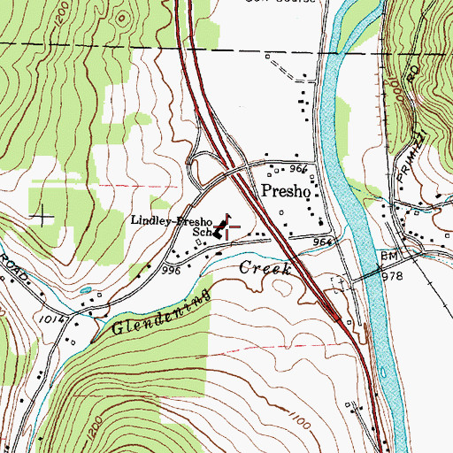 Topographic Map of Lindley - Presho Elementary School, NY