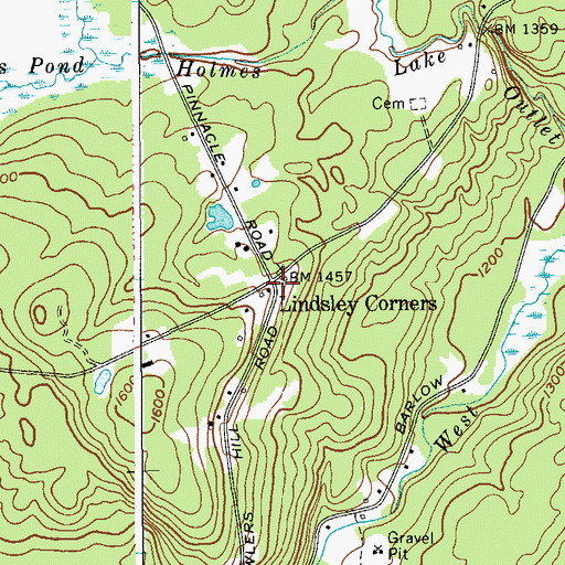 Topographic Map of Lindsley Corners, NY