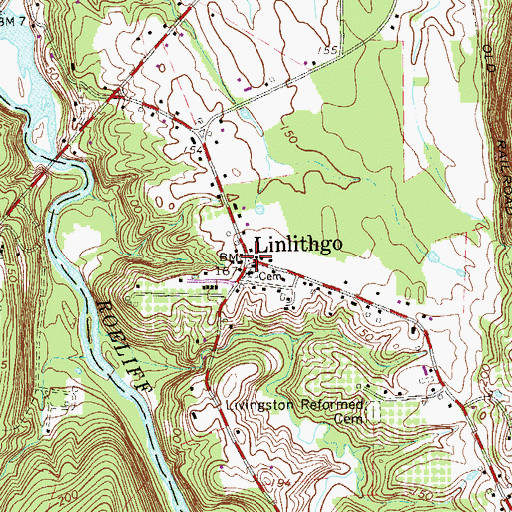 Topographic Map of Linlithgo, NY
