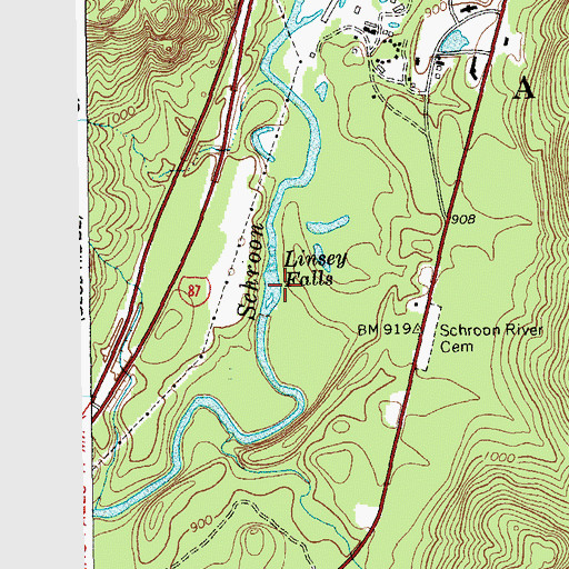Topographic Map of Linsey Falls, NY