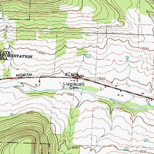 Topographic Map of Lippincott Cemetery, NY
