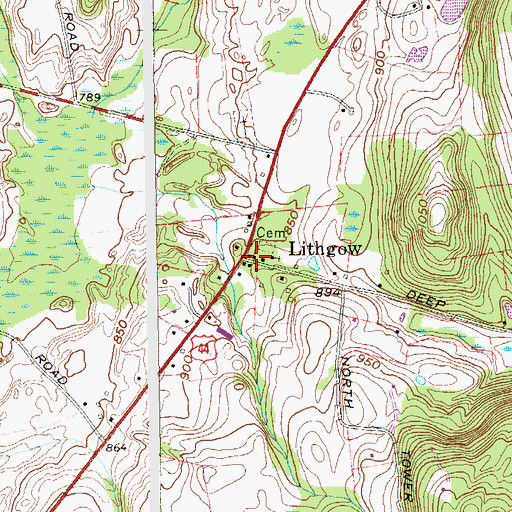 Topographic Map of Lithgow, NY