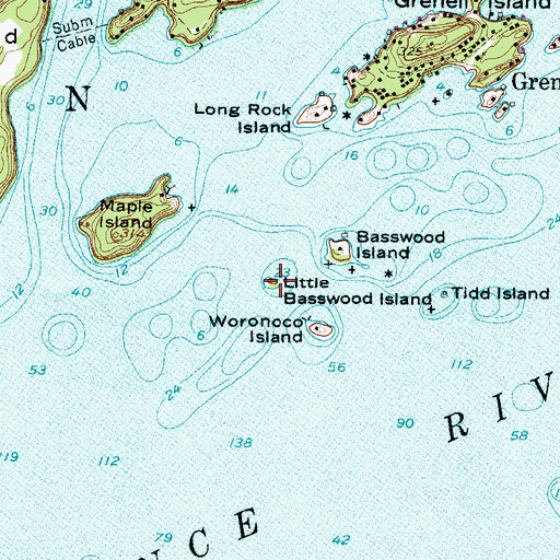 Topographic Map of Little Basswood Island, NY