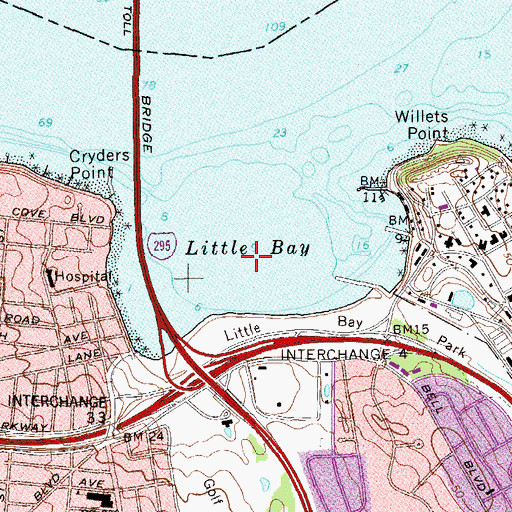 Topographic Map of Little Bay, NY