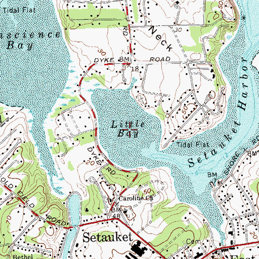 Topographic Map of Little Bay, NY