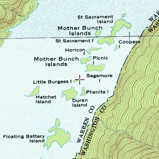 Topographic Map of Little Burgess Island, NY