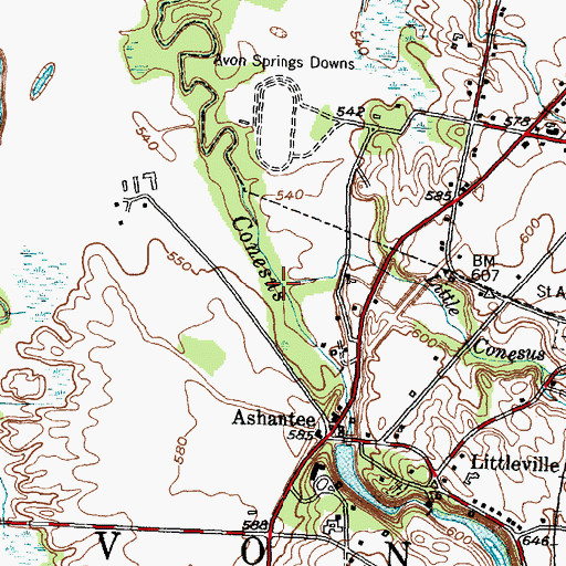 Topographic Map of Little Conesus Creek, NY