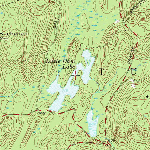 Topographic Map of Little Dam Lake, NY