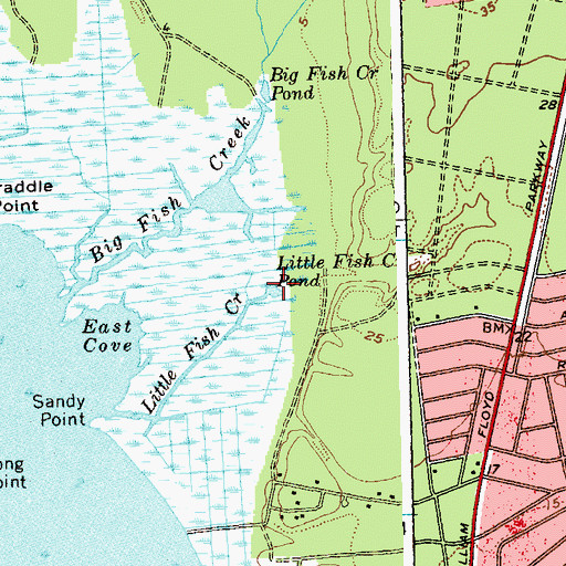 Topographic Map of Little Fish Creek Pond, NY