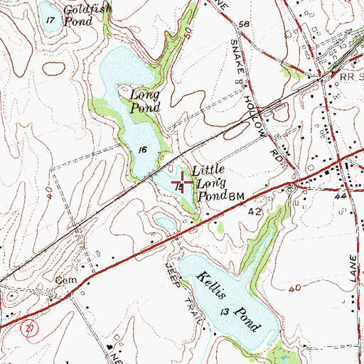 Topographic Map of Little Long Pond, NY