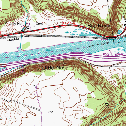Topographic Map of Little Nose, NY