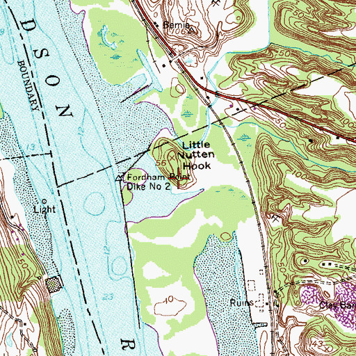 Topographic Map of Little Nutten Hook, NY