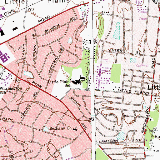 Topographic Map of Little Plains School, NY